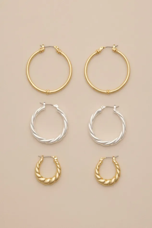Two Tone Twisted Hoop Set Two Tone Women Lucky Brand Jewelry