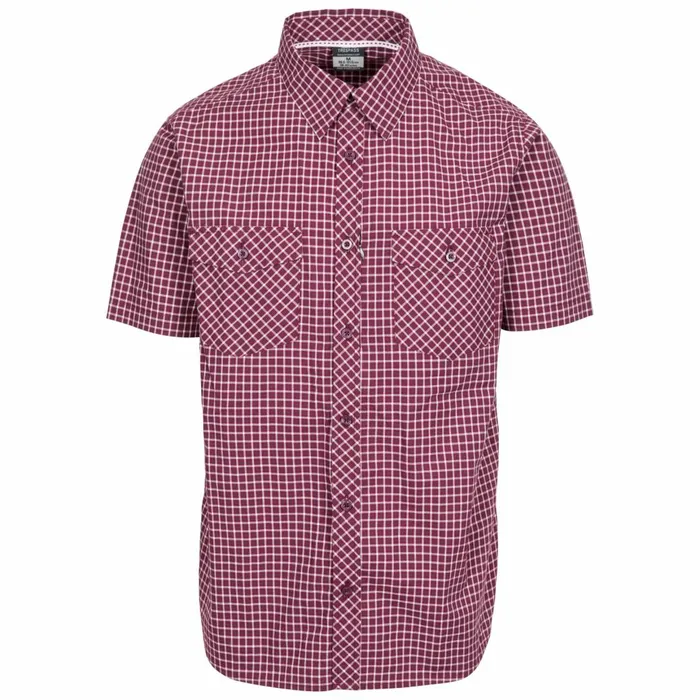Uttoxeter Cotton Short Sleeve Shirt Prune Check Men Trespass Shirts