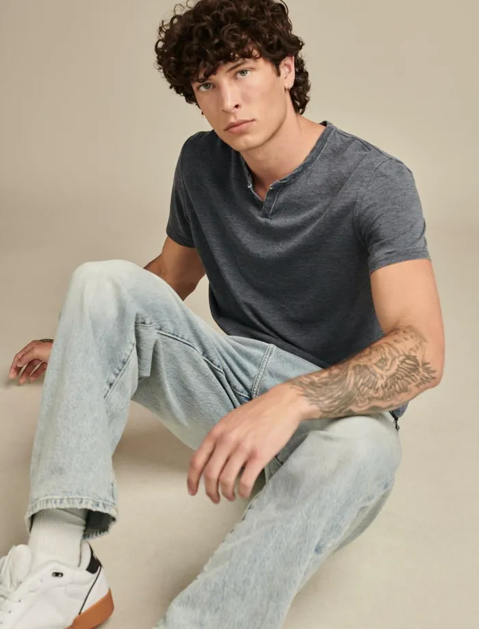 Venice Burnout Notch Neck Tee American Navy Men Lucky Brand Shirts and Tops