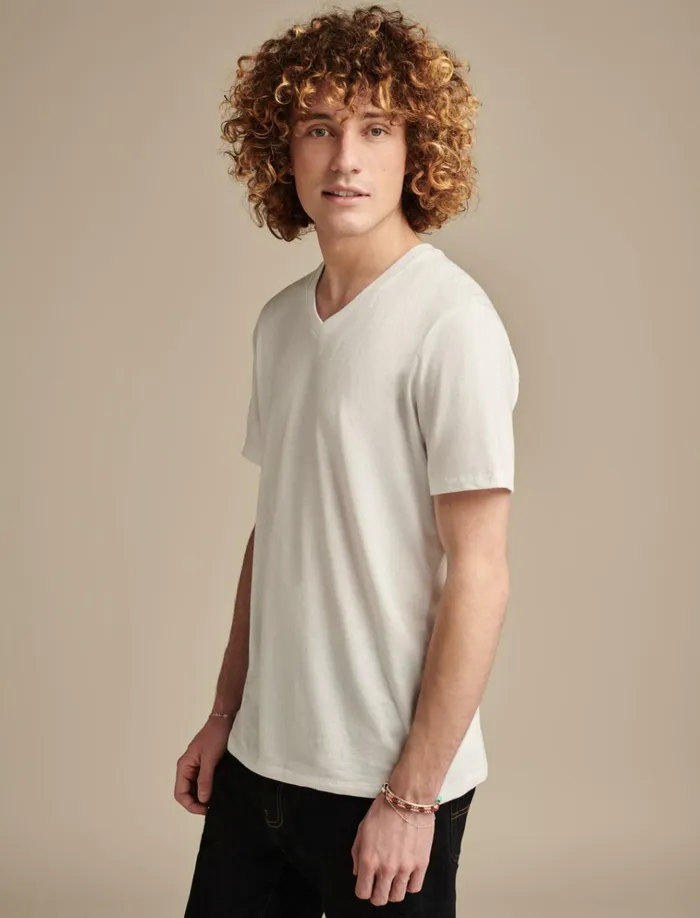 Venice Burnout V Neck Tee Bright White Men Lucky Brand Shirts and Tops