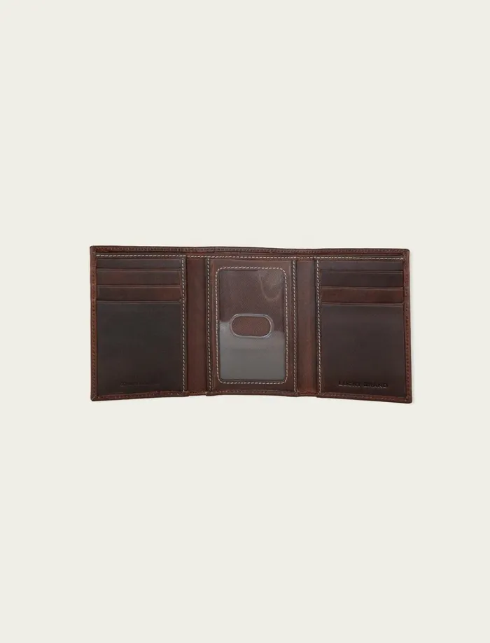 Western Embossed Leather Trifold Wallet Dark Brown Men Lucky Brand Bags and Wallets