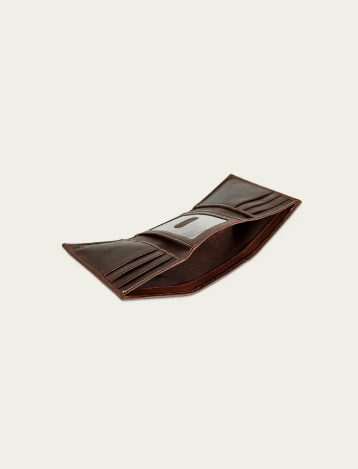 Western Embossed Leather Trifold Wallet Dark Brown Men Lucky Brand Bags and Wallets