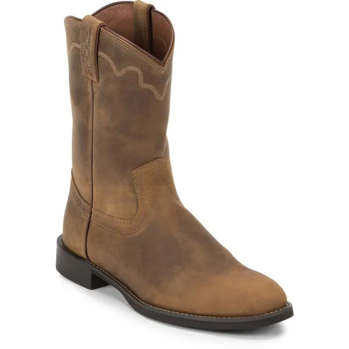 Western Men Justin Boots Jeb 10034 Roper Boot Tan Apache 040brown041