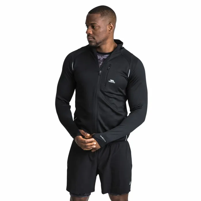 Whiten Quick Dry Active Jacket Black Men Trespass Gym and Sports Tops