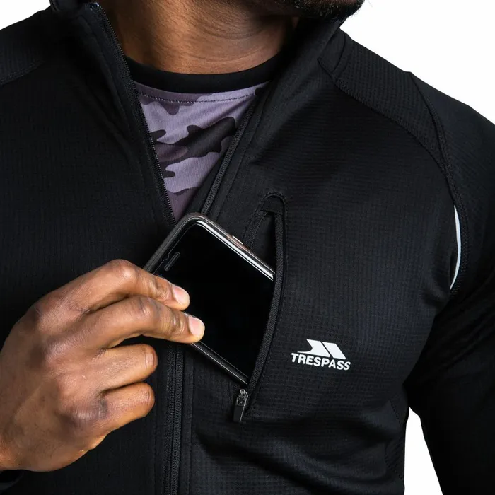 Whiten Quick Dry Active Jacket Black Men Trespass Gym and Sports Tops