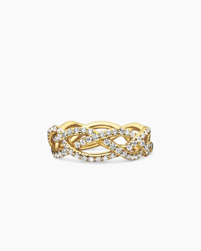 Wisteria Band Ring In 18K Yellow Gold With Diamonds 73mm Women David Yurman Band Wisteria Band Ring In 18K Yellow Gold With Diamonds 73mm Women David Yurman Band