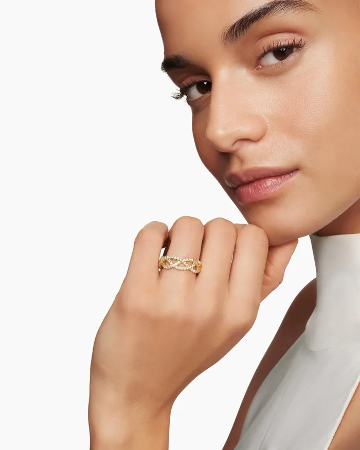 Wisteria Band Ring In 18K Yellow Gold With Diamonds 73mm Women David Yurman Band Wisteria Band Ring In 18K Yellow Gold With Diamonds 73mm Women David Yurman Band
