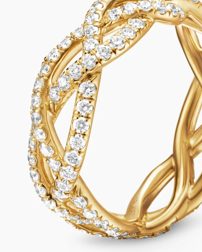 Wisteria Band Ring In 18K Yellow Gold With Diamonds 73mm Women David Yurman Band Wisteria Band Ring In 18K Yellow Gold With Diamonds 73mm Women David Yurman Band