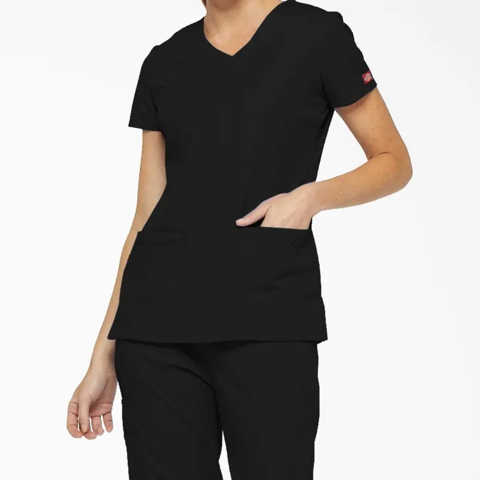 Women039s EDS Signature VNeck Scrub Top With Pen Slot Black Black blk Women Dickies Scrubs Women039s EDS Signature VNeck Scrub Top With Pen Slot Black Black blk Women Dickies Scrubs
