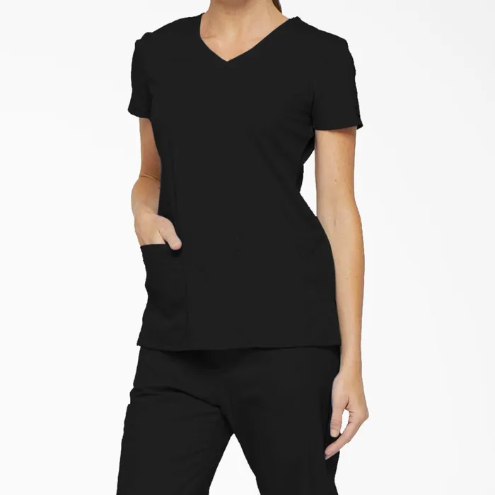 Women039s EDS Signature VNeck Scrub Top With Pen Slot Black Black blk Women Dickies Scrubs Women039s EDS Signature VNeck Scrub Top With Pen Slot Black Black blk Women Dickies Scrubs