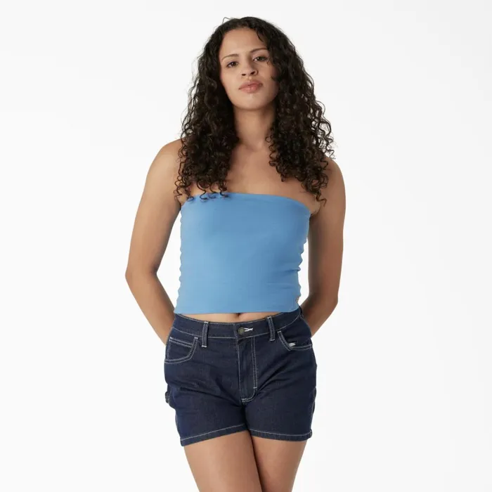 Women039s Knit Tube Top Azure Blue Azure Blue ab2 Women Dickies Cropped Tops