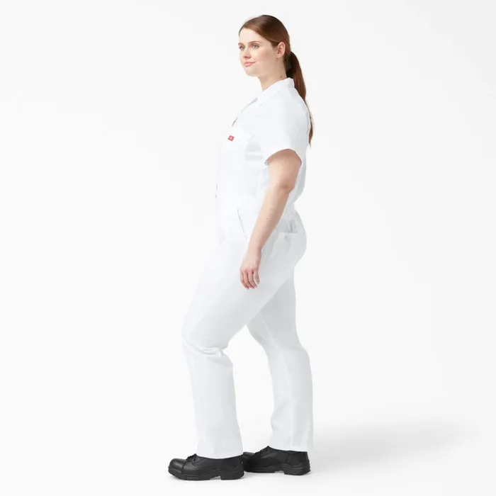 Women039s Plus FLEX Cooling TempiQ Short Sleeve Coveralls White White wh Women Dickies Coveralls