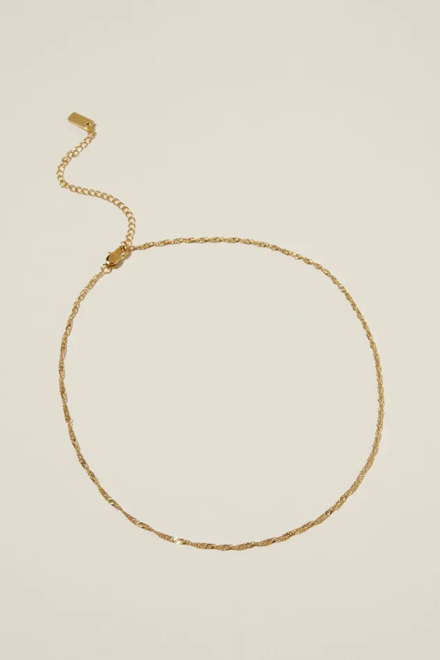 Women Accessories Cotton On Waterproof Fine Chain Necklace Gold Plated Twist Chain Women Accessories Cotton On Waterproof Fine Chain Necklace Gold Plated Twist Chain