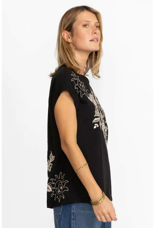 Women Addison Relaxed Tee Black Johnny Was Tops