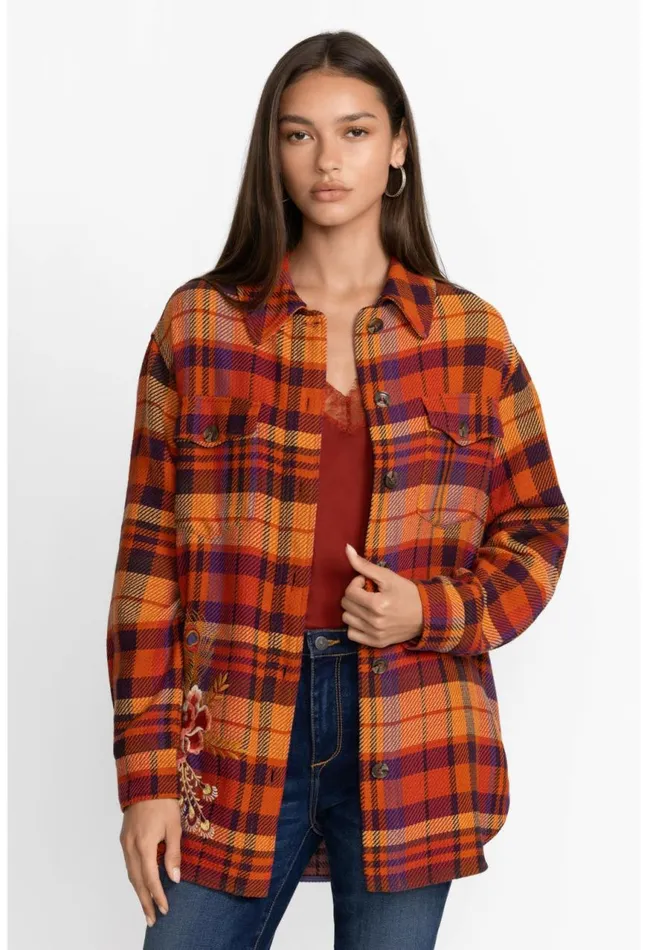 Women Ananke Shirt Jacket Plaid Johnny Was Outerwear