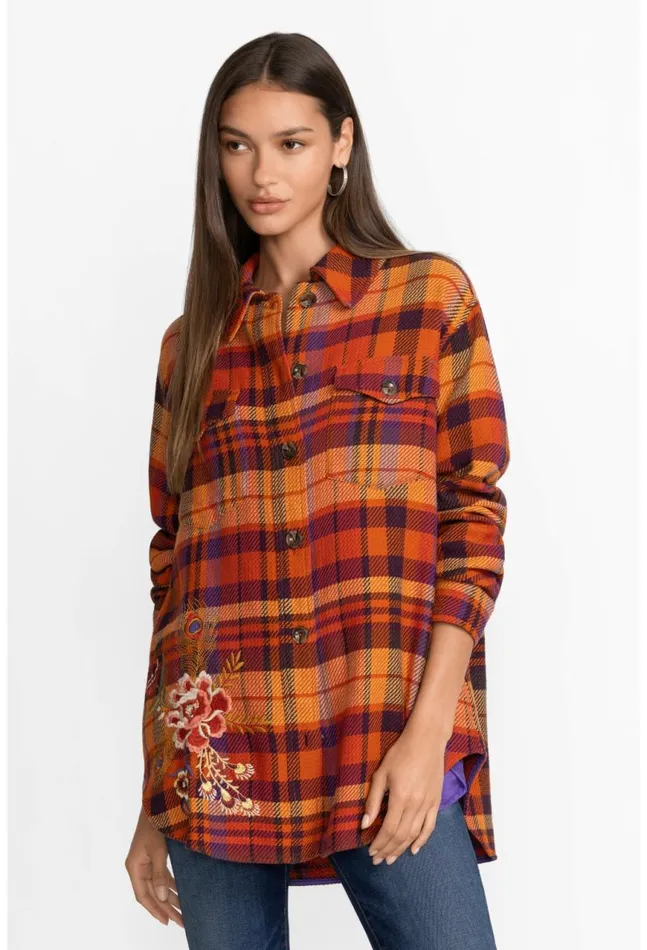 Women Ananke Shirt Jacket Plaid Johnny Was Outerwear