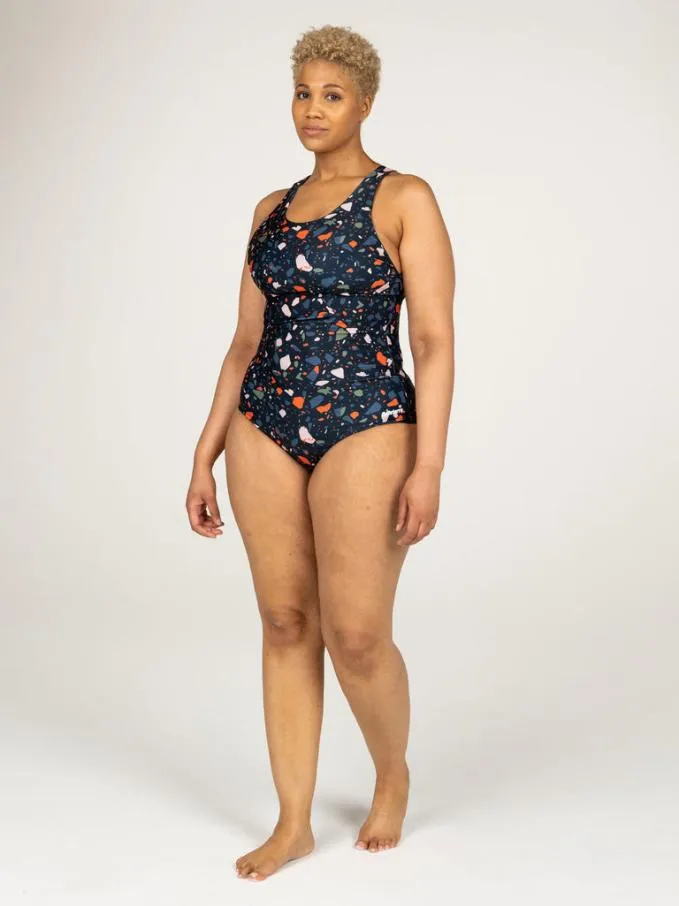 Women Anella Reversible Swimsuit Microplastics Print Forest Finisterre Swimwear and Bikinis