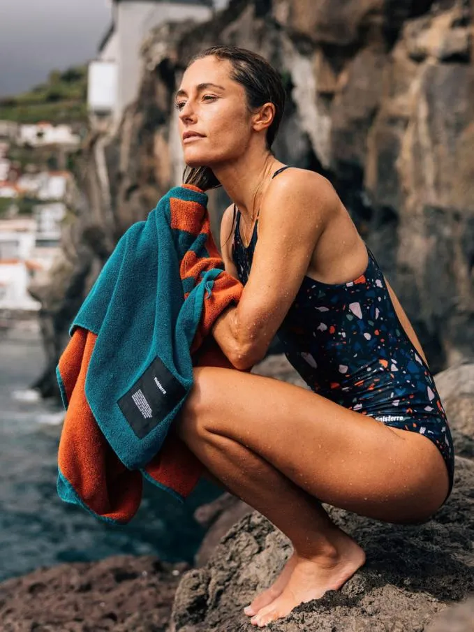 Women Anella Reversible Swimsuit Microplastics Print Forest Finisterre Swimwear and Bikinis