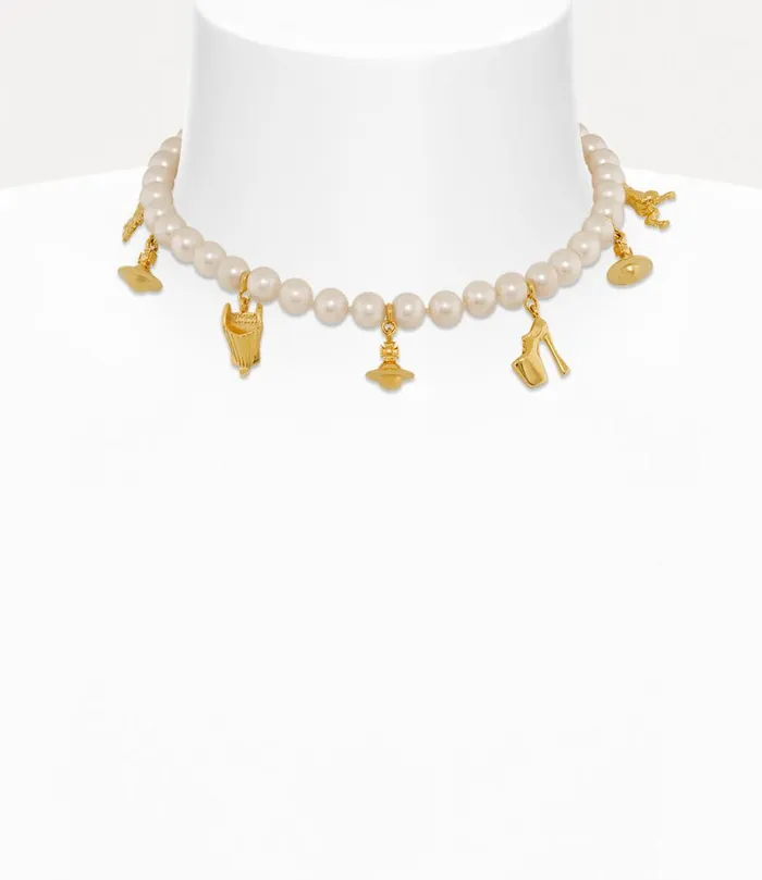 Women Anglo Pearl Necklace Goldcreamrosepearl Vivienne Westwood Necklaces