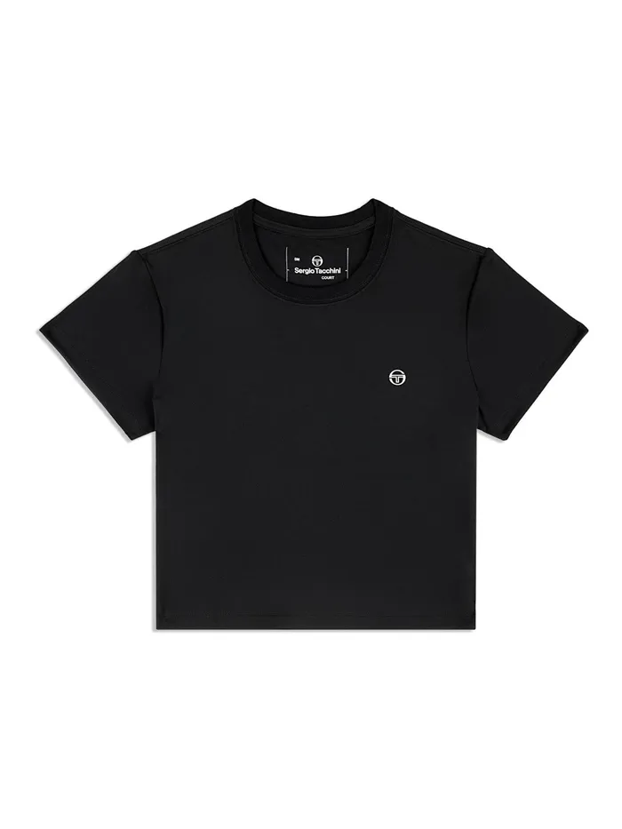 Women Athleisure Sergio Tacchini Mirano Fitted Crop Top Black Beauty