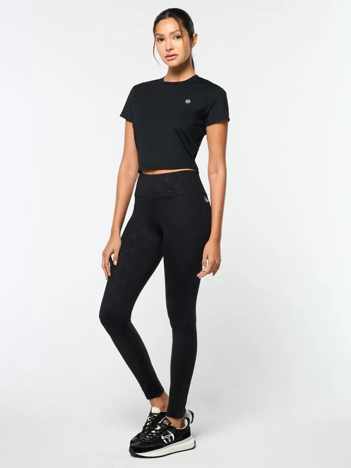 Women Athleisure Sergio Tacchini Mirano Fitted Crop Top Black Beauty