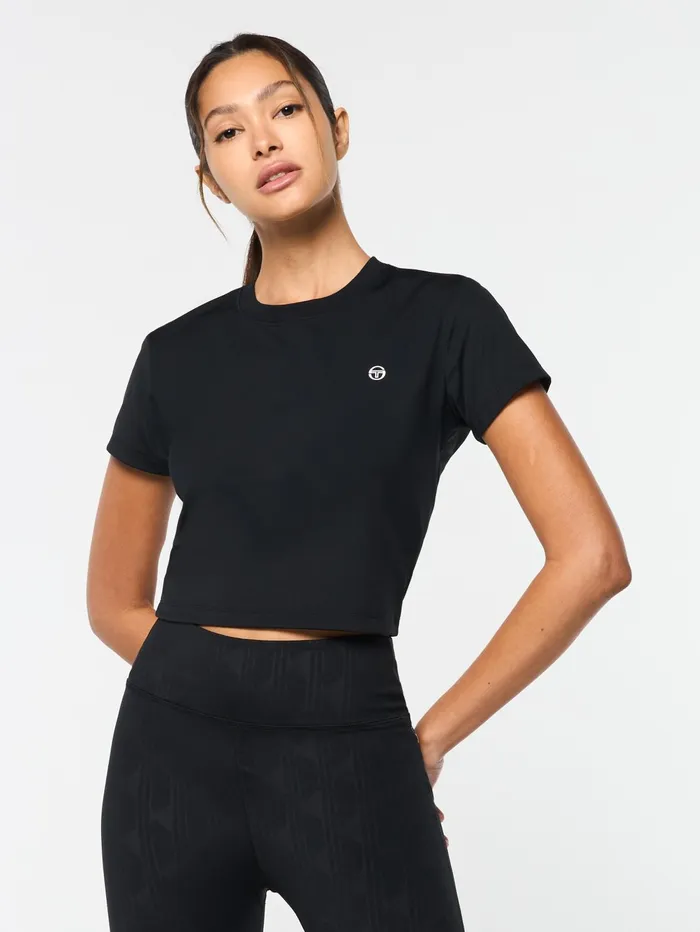 Women Athleisure Sergio Tacchini Mirano Fitted Crop Top Black Beauty