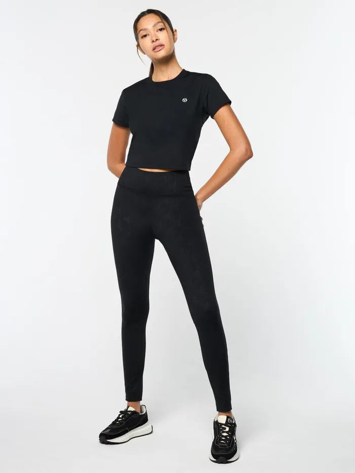 Women Athleisure Sergio Tacchini Mirano Fitted Crop Top Black Beauty
