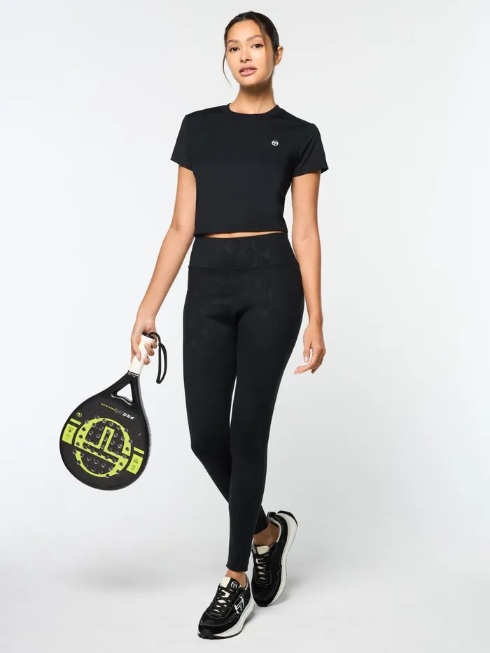Women Athleisure Sergio Tacchini Mirano Fitted Crop Top Black Beauty