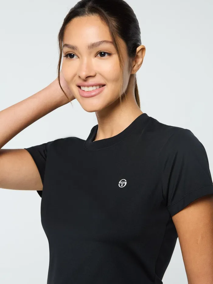 Women Athleisure Sergio Tacchini Mirano Fitted Crop Top Black Beauty