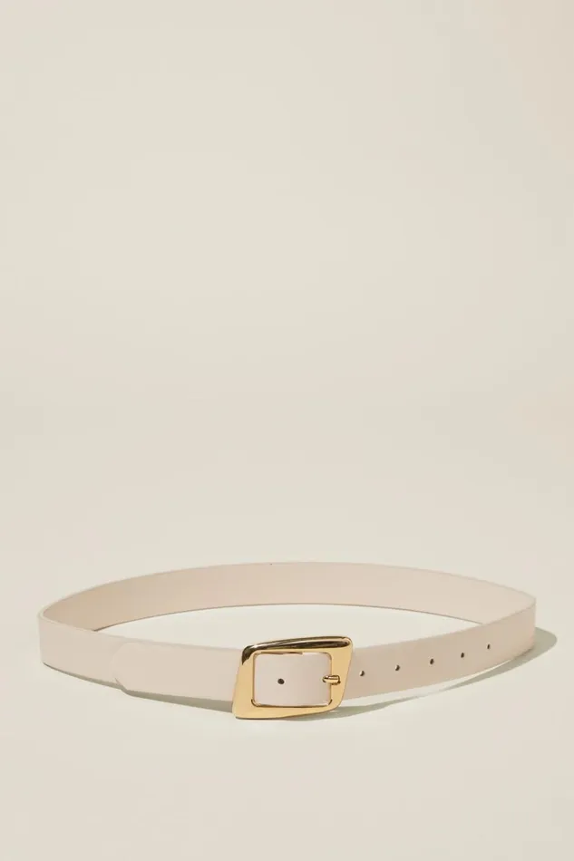 Women Bags and Belts Cotton On Angular Buckle Belt Ecrugold