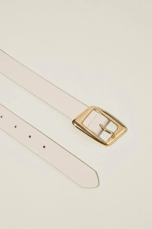 Women Bags and Belts Cotton On Angular Buckle Belt Ecrugold