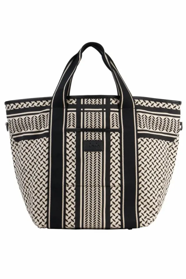 Women Bags Lala Berlin East West Tote Marin Canvas Heritage Stripe Black