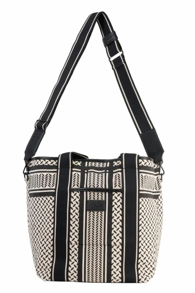 Women Bags Lala Berlin East West Tote Marin Canvas Heritage Stripe Black Women Bags Lala Berlin East West Tote Marin Canvas Heritage Stripe Black