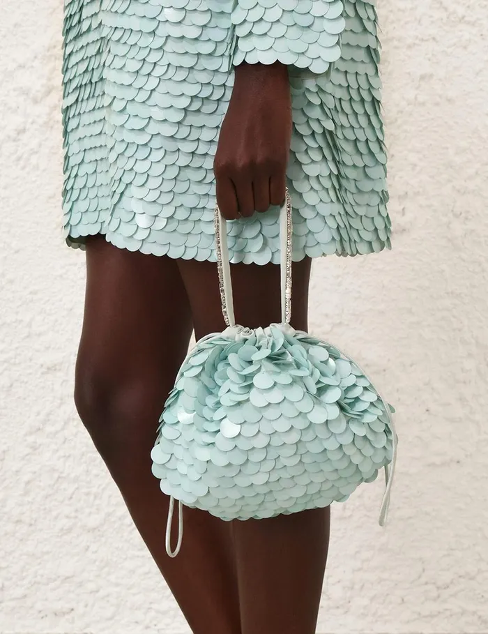 Women Bags Zimmermann Sequin Embroidered Pouch Mint