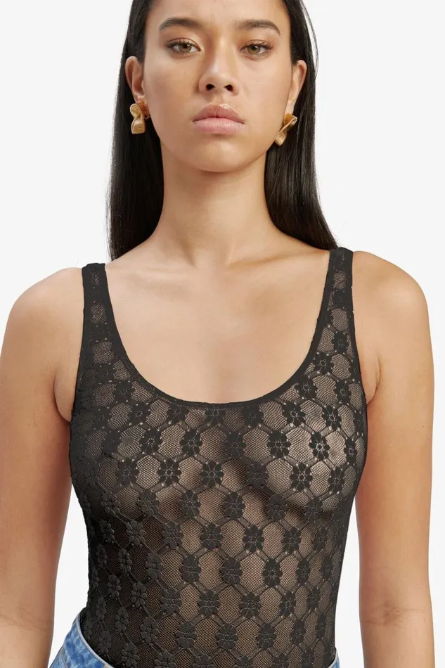Women Bardot Bodysuits Adoni Lace Bodysuit In Black Women Bardot Bodysuits Adoni Lace Bodysuit In Black