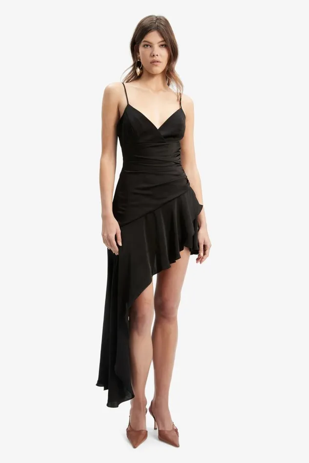 Women Bardot Day To Night Dresses Idres High Low Dress In Black