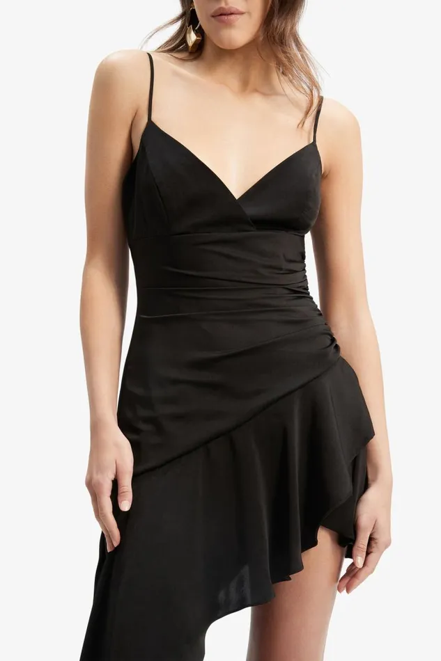 Women Bardot Day To Night Dresses Idres High Low Dress In Black