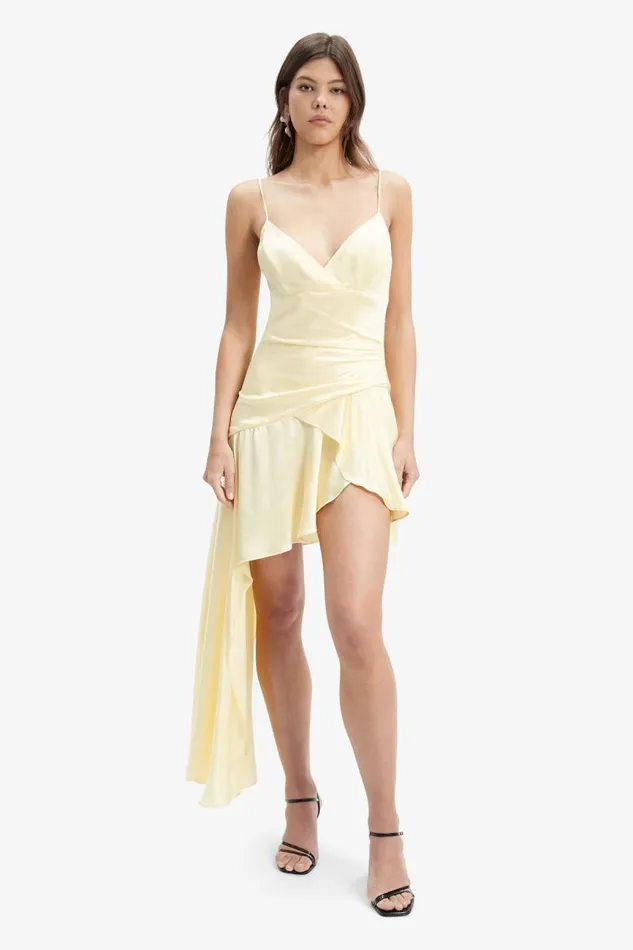 Women Bardot Day To Night Dresses Idres High Low Dress In Canary Ylw Women Bardot Day To Night Dresses Idres High Low Dress In Canary Ylw