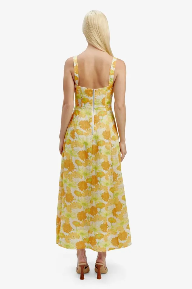 Women Bardot Day To Night Dresses Lilah Corset Midi Dress In Yellow Flr Women Bardot Day To Night Dresses Lilah Corset Midi Dress In Yellow Flr