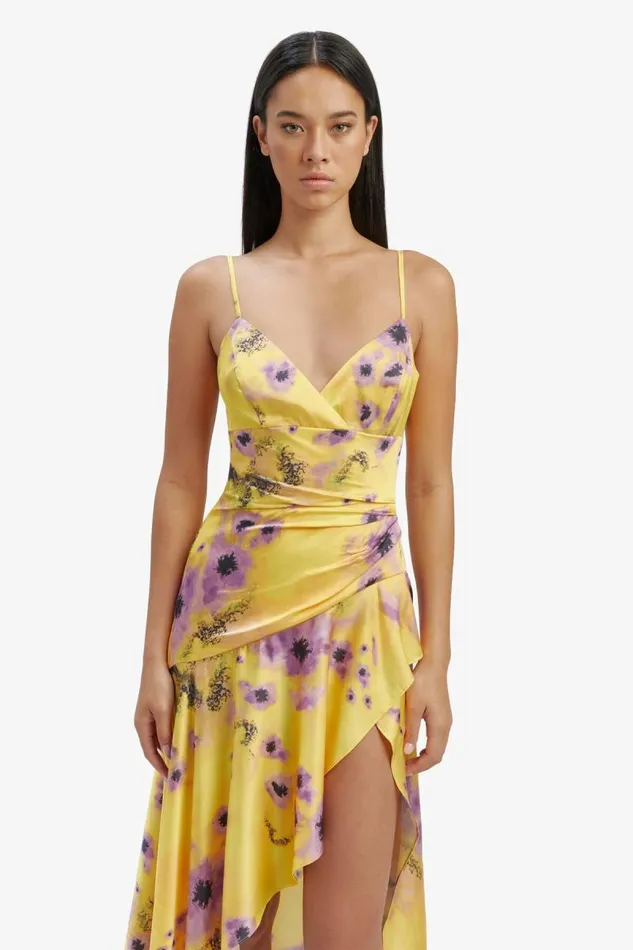 Women Bardot Day To Night Dresses Sorella Printed Midi Dress In Yellow Floral Women Bardot Day To Night Dresses Sorella Printed Midi Dress In Yellow Floral
