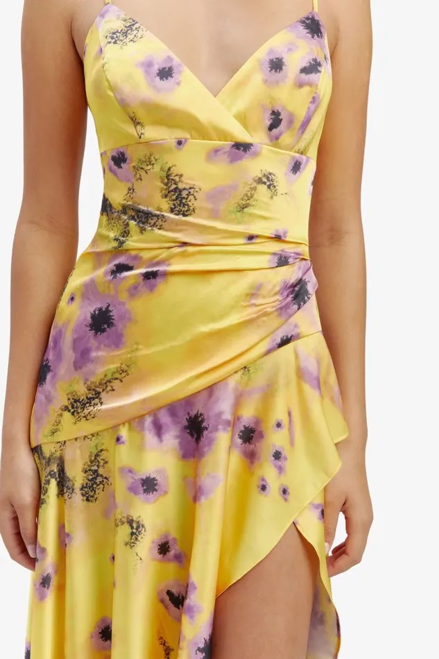 Women Bardot Day To Night Dresses Sorella Printed Midi Dress In Yellow Floral Women Bardot Day To Night Dresses Sorella Printed Midi Dress In Yellow Floral