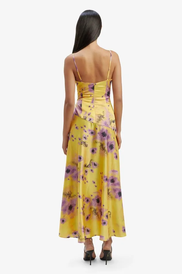 Women Bardot Day To Night Dresses Sorella Printed Midi Dress In Yellow Floral Women Bardot Day To Night Dresses Sorella Printed Midi Dress In Yellow Floral
