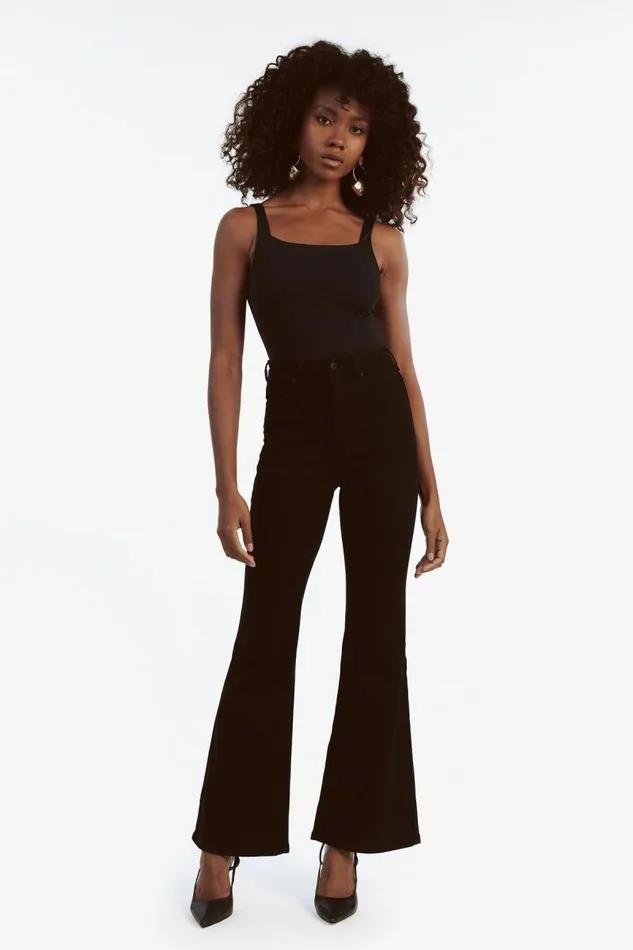 Women Bardot Flare Jean Ashlynn Hi Boot Leg Jean In Black Women Bardot Flare Jean Ashlynn Hi Boot Leg Jean In Black