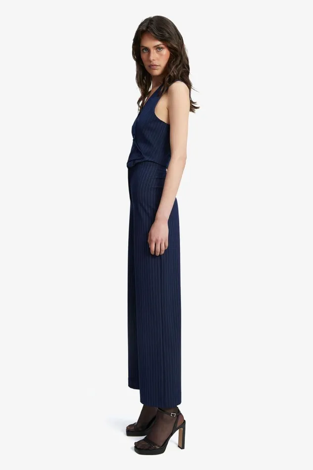 Women Bardot Pants Pin Stripe Wide Leg Pant In Navy Stripe Women Bardot Pants Pin Stripe Wide Leg Pant In Navy Stripe