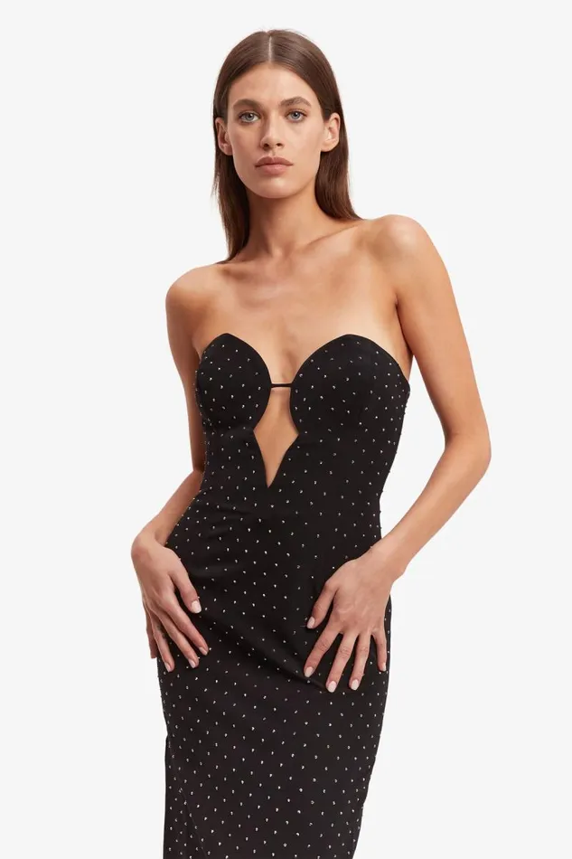 Women Bardot Party Dresses Eleni Stud Midi Dress In Black Women Bardot Party Dresses Eleni Stud Midi Dress In Black