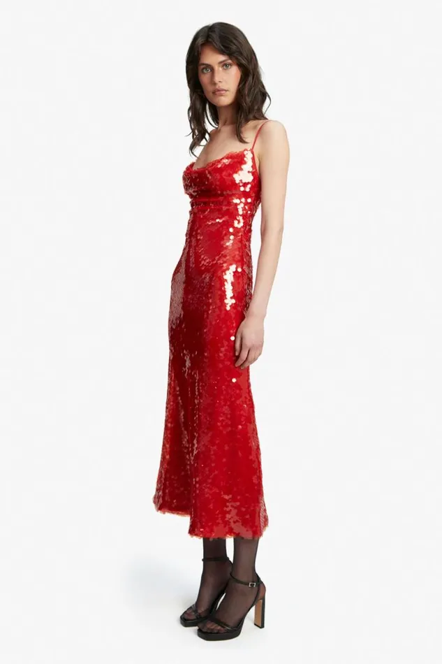 Women Bardot Party Dresses Karina Sequin Maxi Dress In Fire Red Women Bardot Party Dresses Karina Sequin Maxi Dress In Fire Red