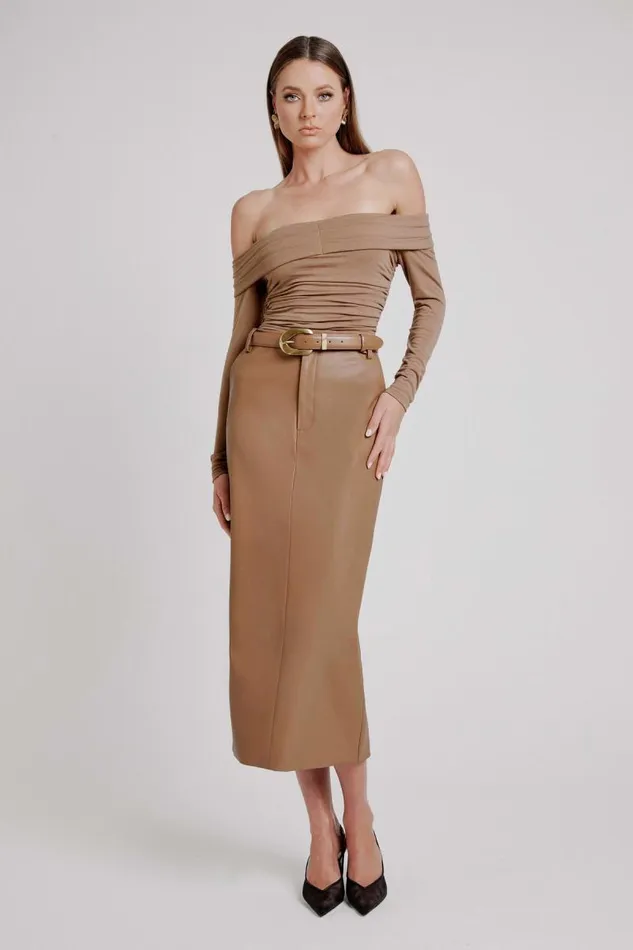 Women Bardot Party Tops Elsa Off The Shoudler Top In Taupe