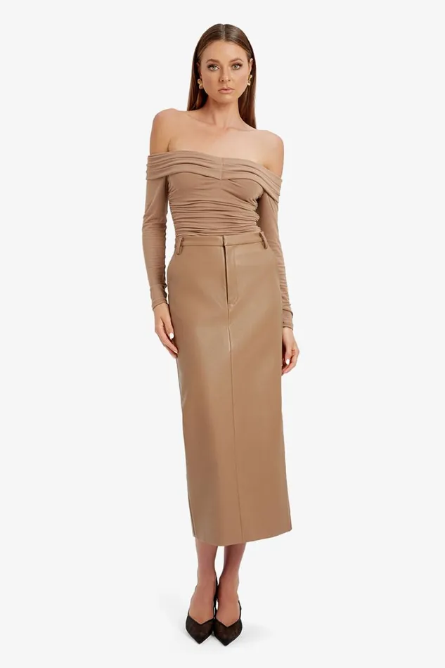 Women Bardot Party Tops Elsa Off The Shoudler Top In Taupe Women Bardot Party Tops Elsa Off The Shoudler Top In Taupe