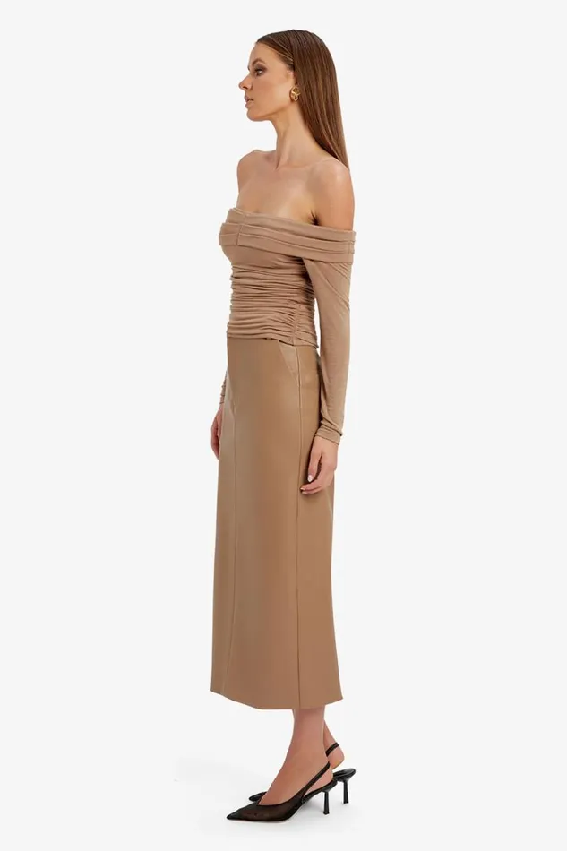 Women Bardot Party Tops Elsa Off The Shoudler Top In Taupe Women Bardot Party Tops Elsa Off The Shoudler Top In Taupe