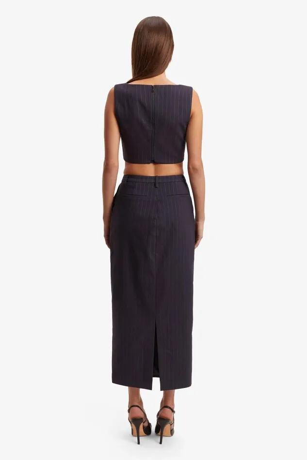 Women Bardot Skirts Sian Pin Stripe Maxi Skirt In Navy Pinstripe Women Bardot Skirts Sian Pin Stripe Maxi Skirt In Navy Pinstripe